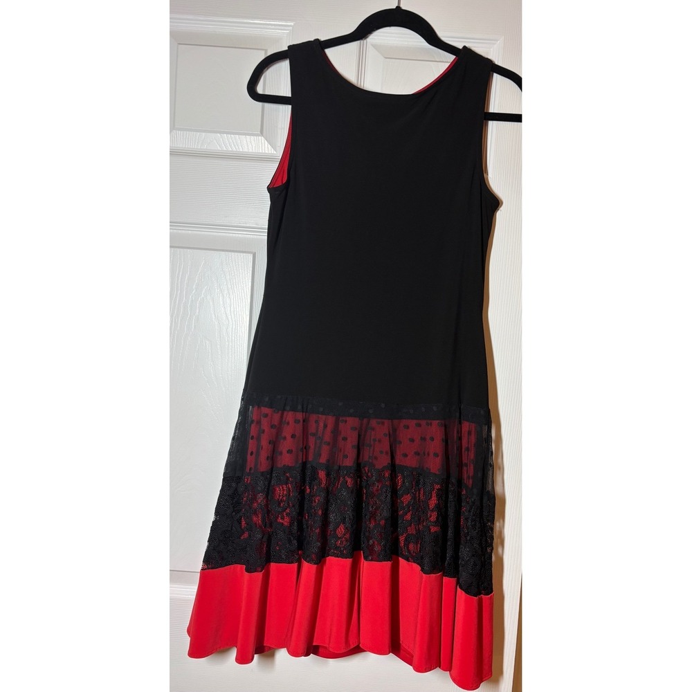Joseph Ribkoff Cocktail Dress Women's Black Red Excellent Spanish Tiered Lace 6 - Picture 3 of 7